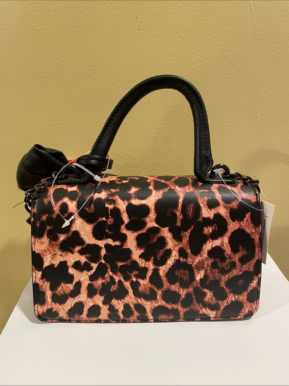 Leopard Print Betsey Bag/Crossbody Puffer Bow Charm Purse Chic Girly Aesthetic - Picture 3 of 7